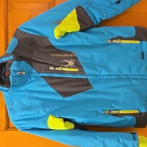 Spyder Thinsulate Kids Aqua and Lime Ski Jacket, 12